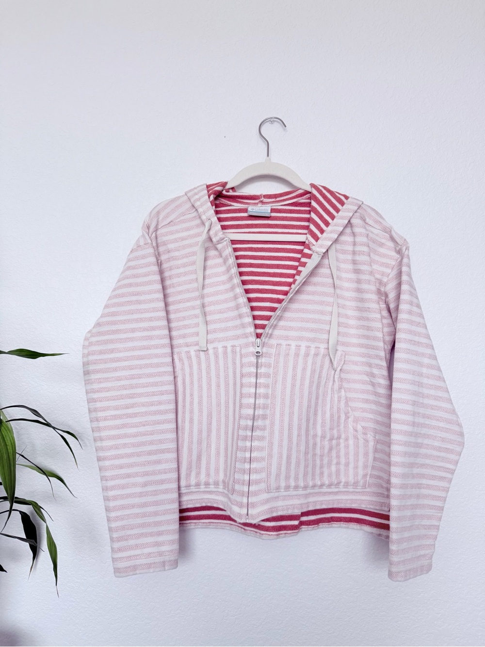 Columbia Peach and Cream Striped Hooded Jacket